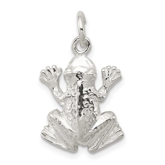 925 Sterling Silver Frog Bracelet or Necklace Charm, Unisex - Picture 1 of 4